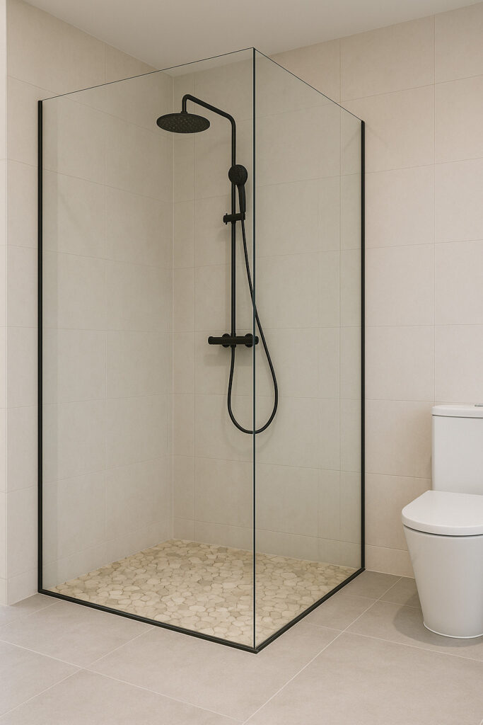 Duchas tipo spa con mamparas minimalistas
